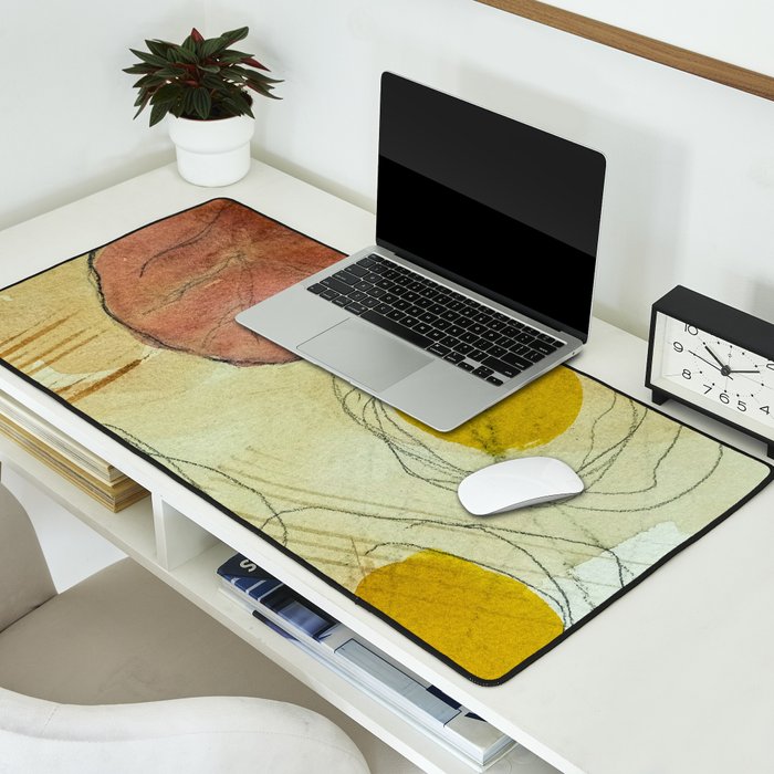 the sun rises and sets modern abstract mixed media painting Desk Mat Gallery Image 2