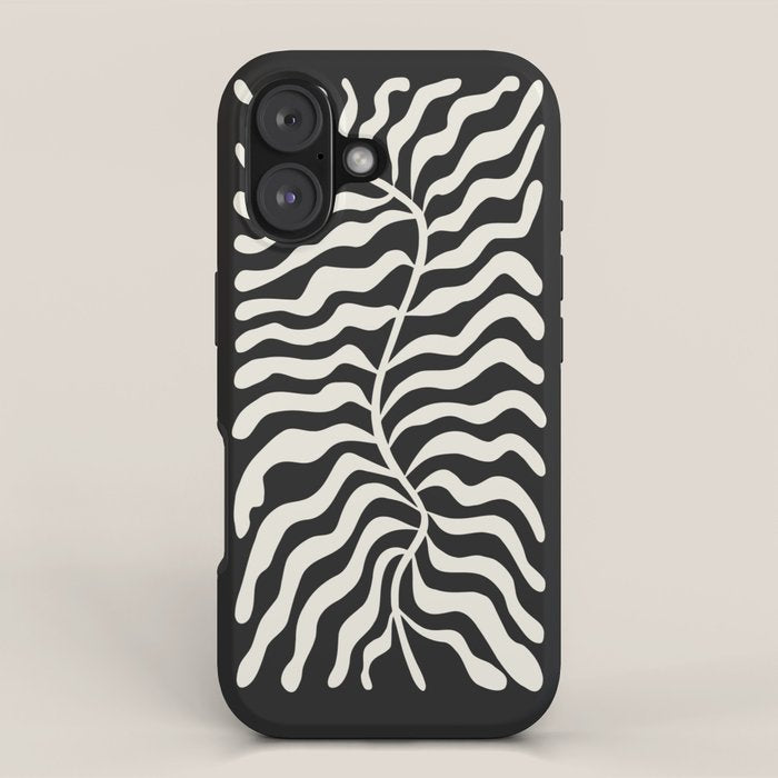 Onyx Ferns: Black & White Matisse Edition iPhone Case Gallery Image 1