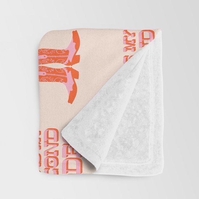 This is My Second Rodeo (pink and orange old west letters) Throw Blanket Gallery Image 3