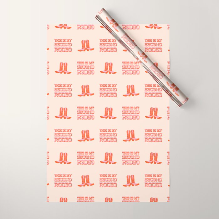 This is My Second Rodeo (pink and orange old west letters) Wrapping Paper Gallery Image 1