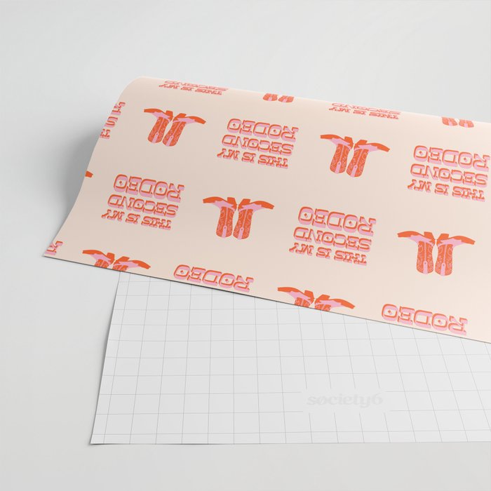 This is My Second Rodeo (pink and orange old west letters) Wrapping Paper Gallery Image 2
