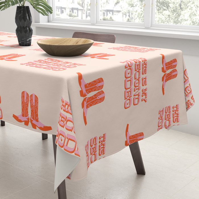 This is My Second Rodeo (pink and orange old west letters) Tablecloth Gallery Image 3