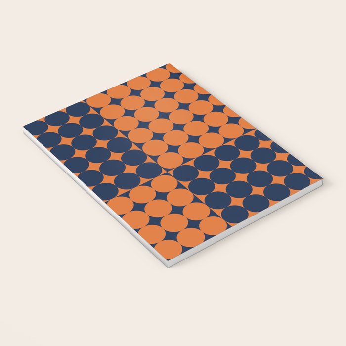 Abstraction Shapes 30 in vintage Orange and Navy Blue Notebook Gallery Image 3