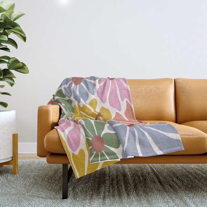 Big Groovy Flower - Vintage Throw Blanket Gallery Image 1