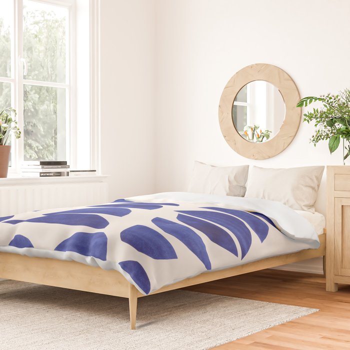 'Sunset Eyes' Mid Century Modern Minimalist Paper Collage Semicircles Blue Yellow Colors Duvet Cover Gallery Image 2