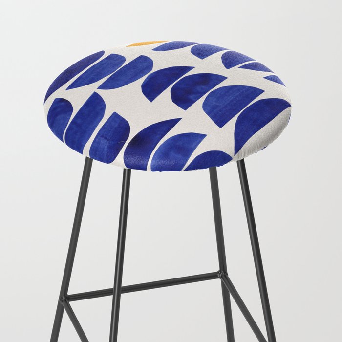'Sunset Eyes' Mid Century Modern Minimalist Paper Collage Semicircles Blue Yellow Colors Stool Gallery Image 2