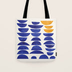 'Sunset Eyes' Mid Century Modern Minimalist Paper Collage Semicircles Blue Yellow Colors Tote Bag Gallery Image 1