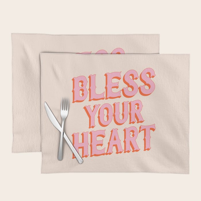 Southern Snark: Bless your heart (bright pink and orange) Placemat Gallery Image 1