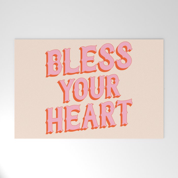 Southern Snark: Bless your heart (bright pink and orange) Welcome Mat Gallery Image 1