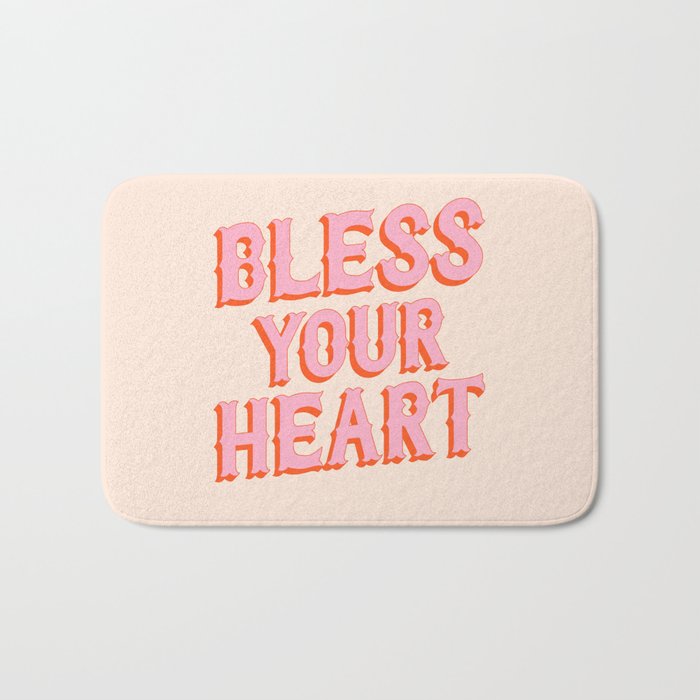 Southern Snark: Bless your heart (bright pink and orange) Bath Mat Gallery Image 1