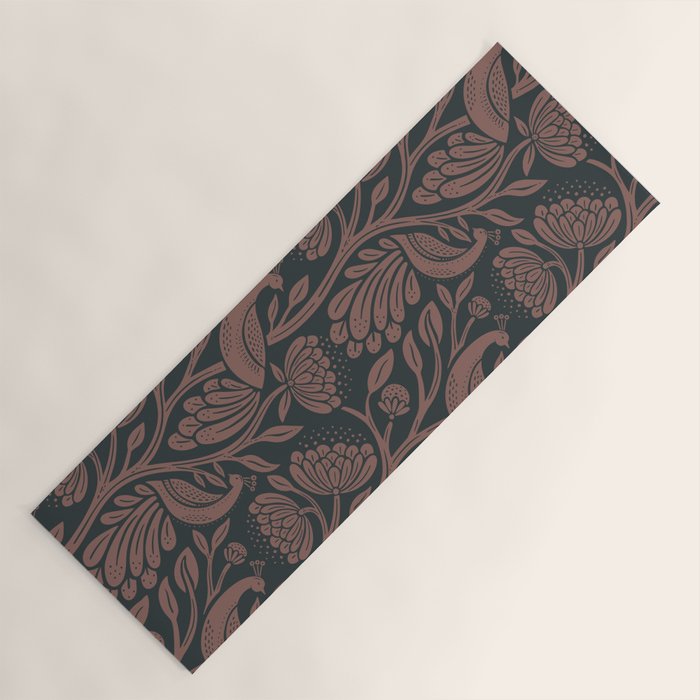 Peacock Dreams - Black & Terracotta Yoga Mat Gallery Image 1