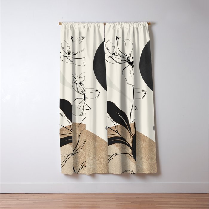 Abstract Art Minimal Flowers 3 Window Curtain Gallery Image 3