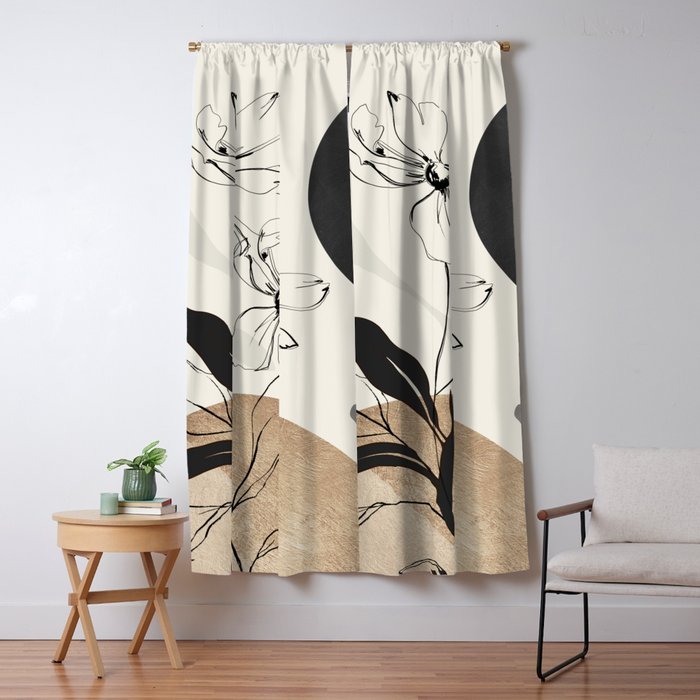 Abstract Art Minimal Flowers 3 Window Curtain Gallery Image 5