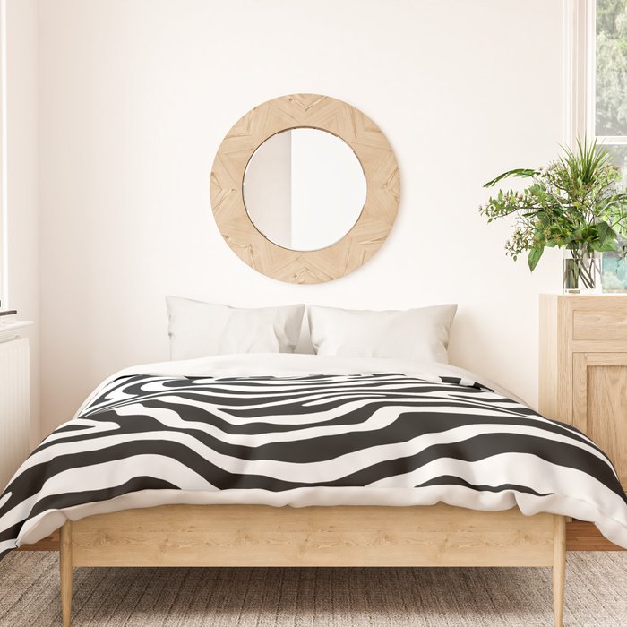 Black and white zebra stripe print art pattern Duvet Cover Gallery Image 3