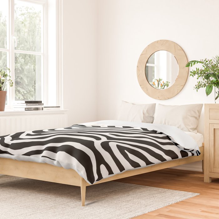Black and white zebra stripe print art pattern Duvet Cover Gallery Image 2