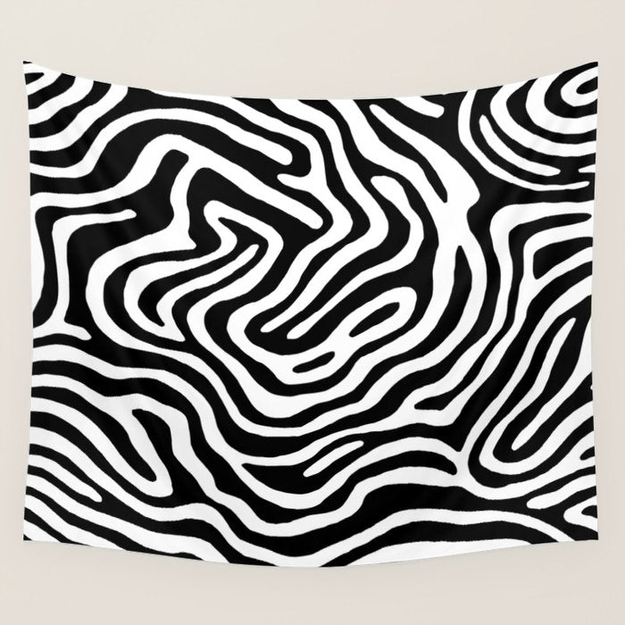 Black and white zebra stripe print art pattern Wall Tapestry Gallery Image 4