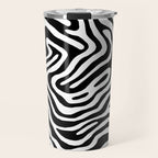 Black and white zebra stripe print art pattern Travel Mug Gallery Image 1