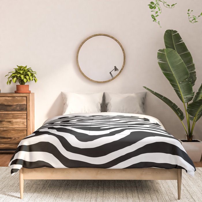 Black and white zebra stripe print art pattern Comforter Gallery Image 3