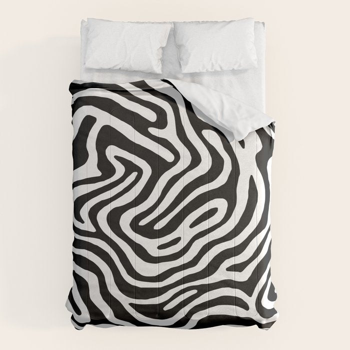 Black and white zebra stripe print art pattern Comforter Gallery Image 6