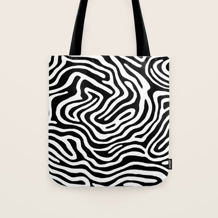 Black and white zebra stripe print art pattern Tote Bag Gallery Image 1