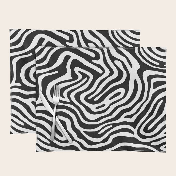 Black and white zebra stripe print art pattern Placemat Gallery Image 1