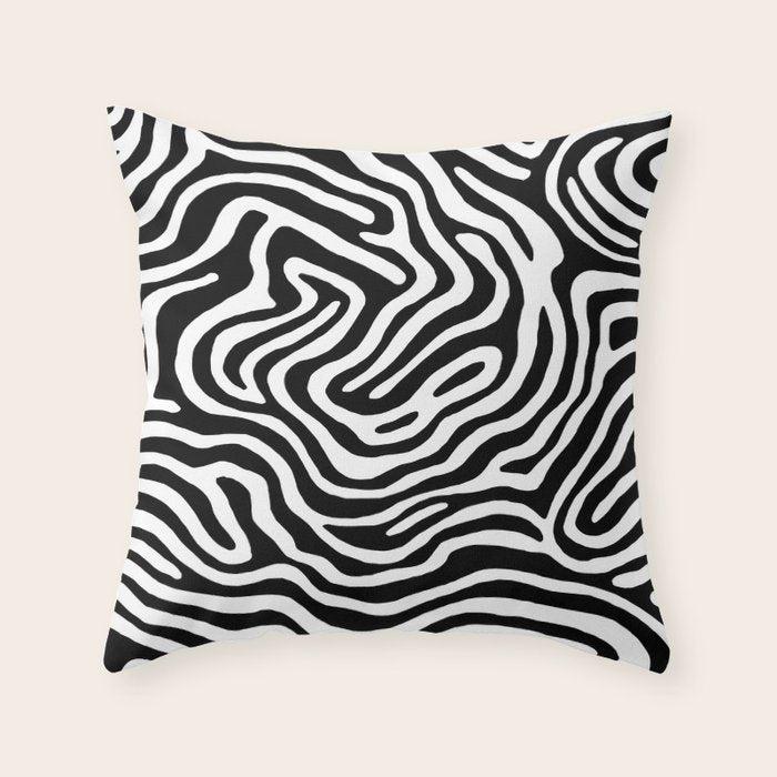 Black and white zebra stripe print art pattern Throw Pillow Gallery Image 6