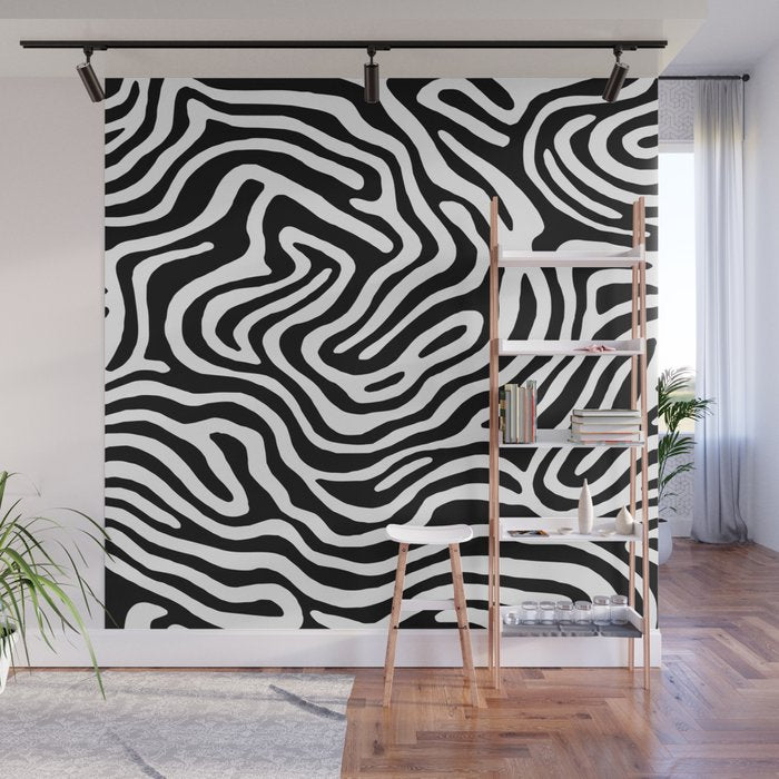 Black and white zebra stripe print art pattern Wall Mural Gallery Image 1