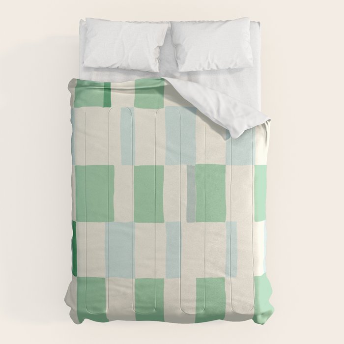 Summer check handdrawn mint Comforter Gallery Image 6