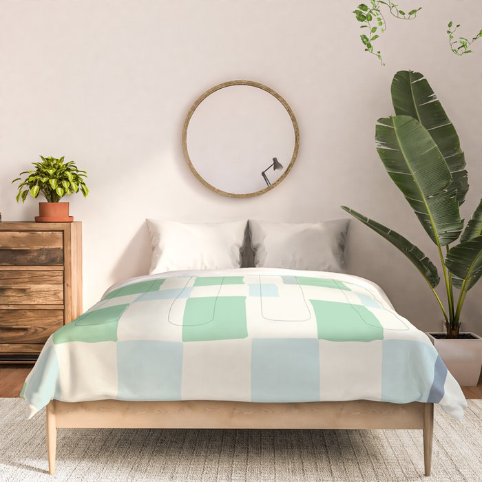 Summer check handdrawn mint Comforter Gallery Image 3