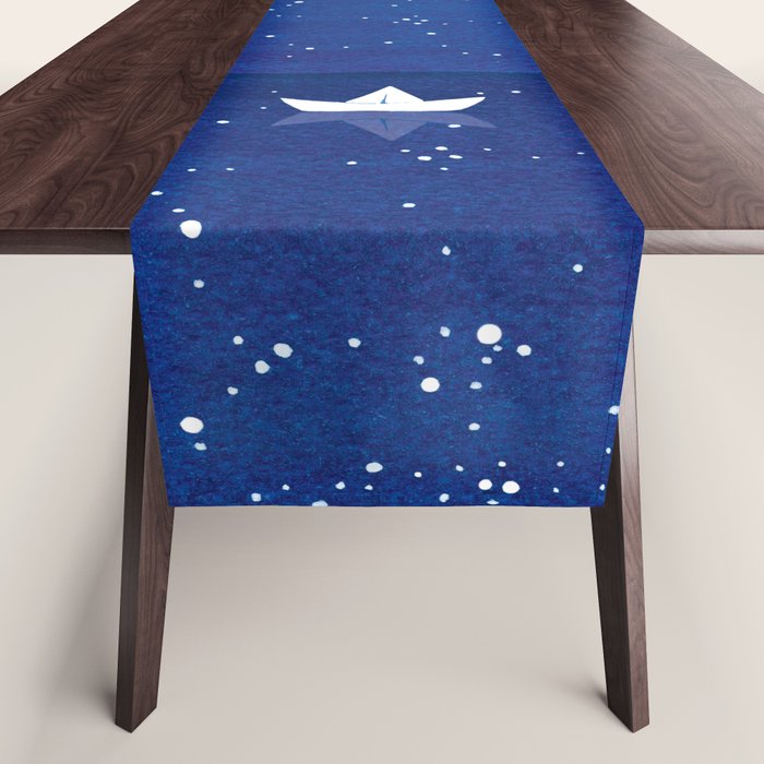 Zen sailing, ocean, stars Table Runner Gallery Image 1