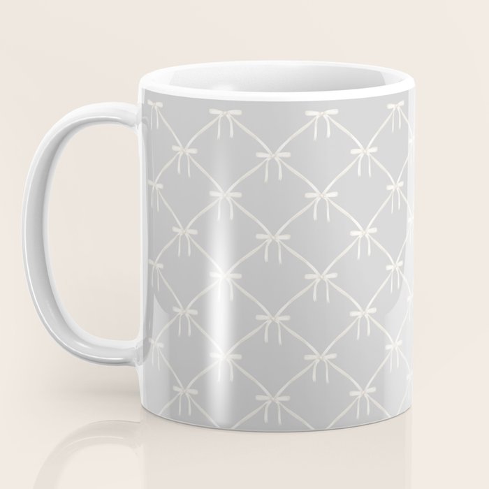 Bows & Ribbons Pattern LX Light Grey Coffee Mug Gallery Image 3