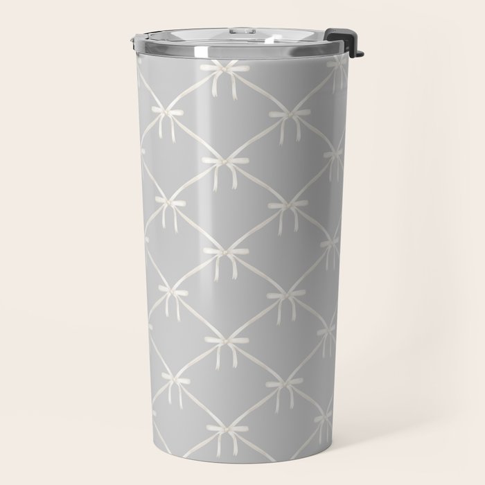Bows & Ribbons Pattern LX Light Grey Travel Mug Gallery Image 2