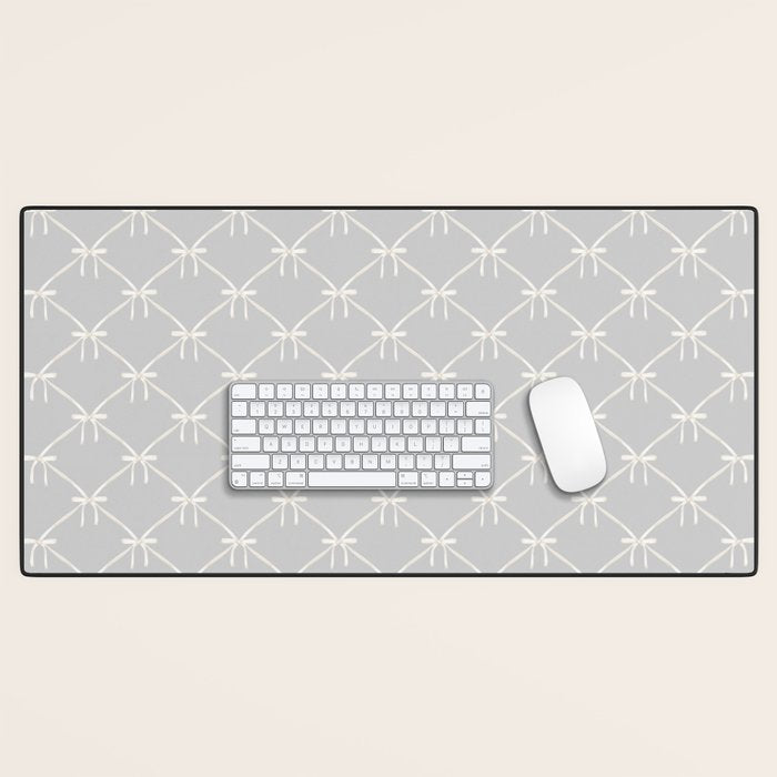 Bows & Ribbons Pattern LX Light Grey Desk Mat Gallery Image 1