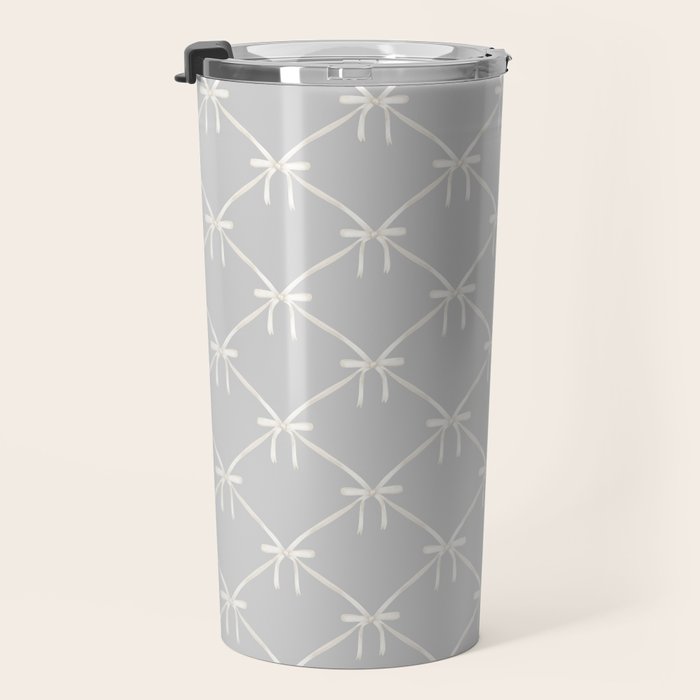 Bows & Ribbons Pattern LX Light Grey Travel Mug Gallery Image 3