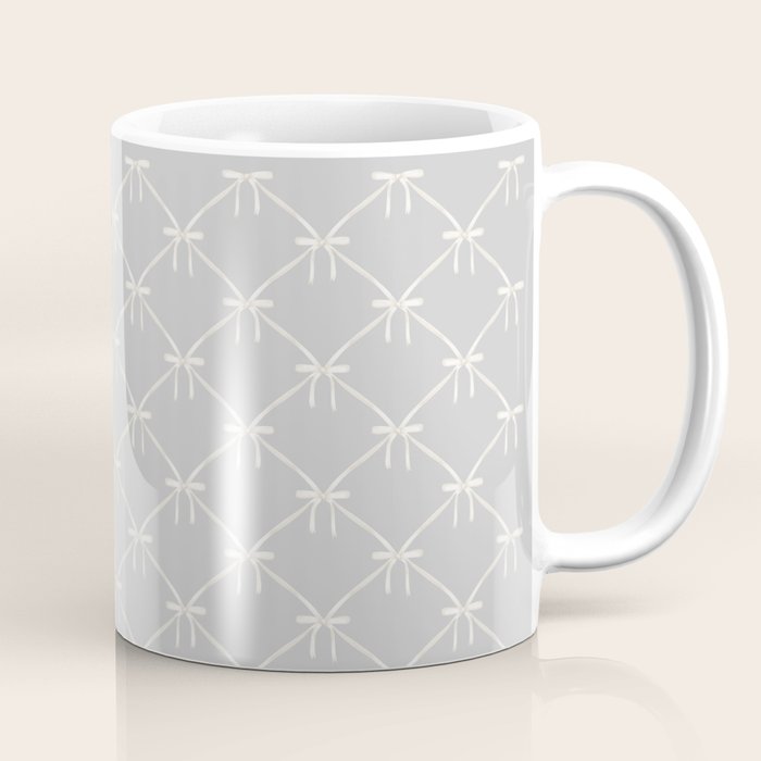 Bows & Ribbons Pattern LX Light Grey Coffee Mug Gallery Image 1