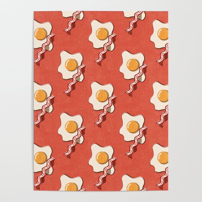 FAST FOOD / Egg and Bacon - pattern Poster Gallery Image 1