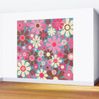 Groovy Retro Floral Garden 60s 70s Pattern in Cheerful Pink Brown and Blue Wall Mural Gallery Image 2