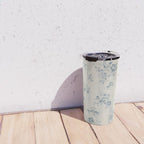 Rustic vintage bohemian blue white stripes elegant floral Travel Mug Gallery Image 4