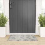 Rustic vintage bohemian blue white stripes elegant floral Welcome Mat Gallery Image 3
