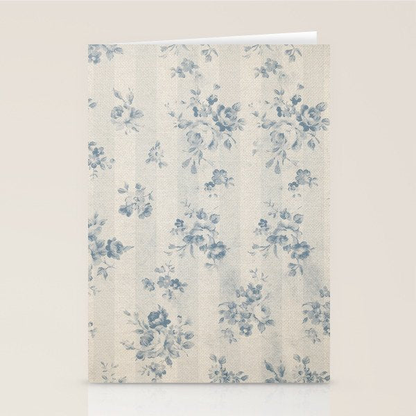 Rustic vintage bohemian blue white stripes elegant floral Stationery Card Gallery Image 2