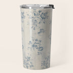 Rustic vintage bohemian blue white stripes elegant floral Travel Mug Gallery Image 2