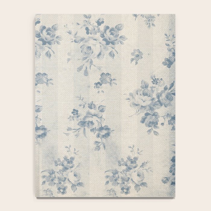 Rustic vintage bohemian blue white stripes elegant floral Notebook Gallery Image 4