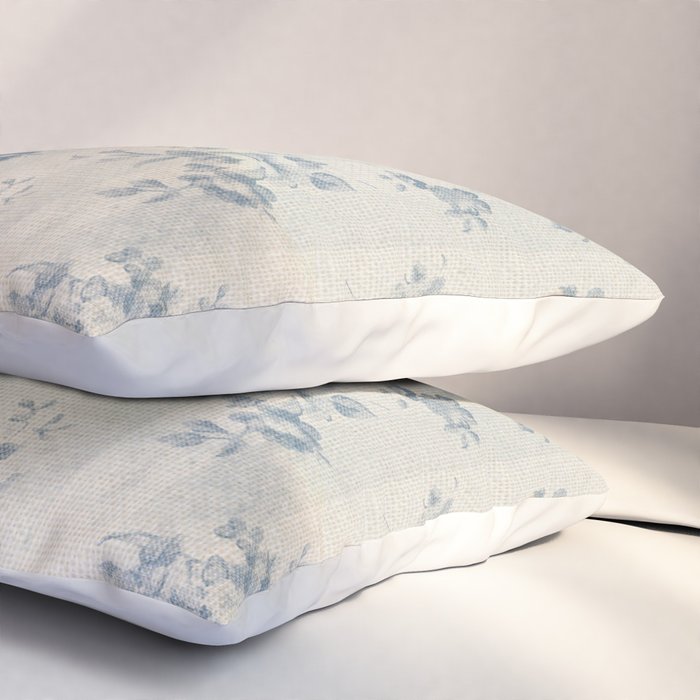 Rustic vintage bohemian blue white stripes elegant floral Pillow Sham Gallery Image 3