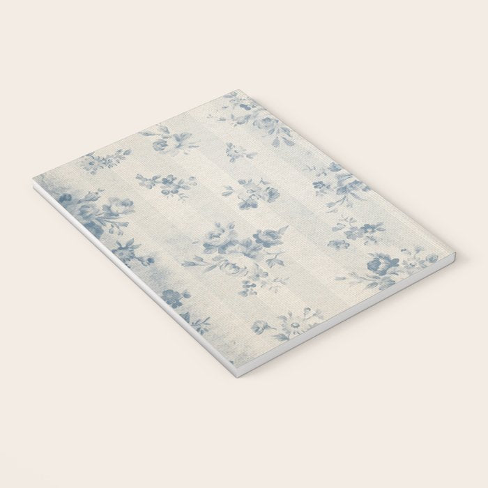 Rustic vintage bohemian blue white stripes elegant floral Notebook Gallery Image 3