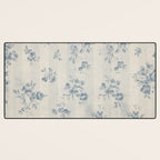 Rustic vintage bohemian blue white stripes elegant floral Desk Mat Gallery Image 3