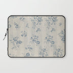 Rustic vintage bohemian blue white stripes elegant floral Laptop Sleeve Gallery Image 1