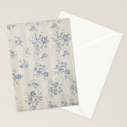 Rustic vintage bohemian blue white stripes elegant floral Stationery Card Gallery Image 2