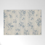 Rustic vintage bohemian blue white stripes elegant floral Welcome Mat Gallery Image 1