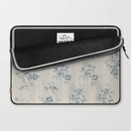 Rustic vintage bohemian blue white stripes elegant floral Laptop Sleeve Gallery Image 2