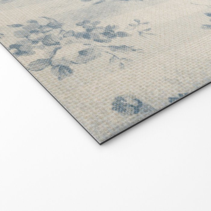Rustic vintage bohemian blue white stripes elegant floral Welcome Mat Gallery Image 2